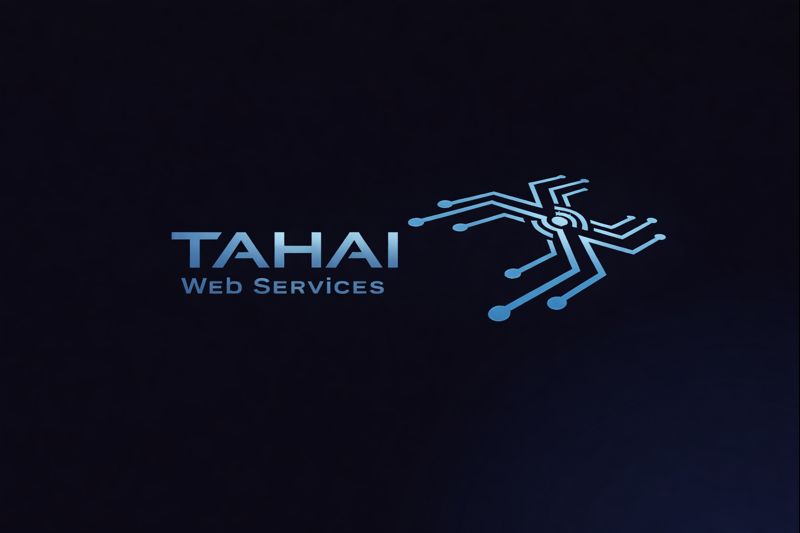 TAHAI Web Services logo with circuit spider mark
